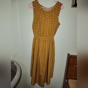 Polka Dot Sleeveless Dress - Mustard